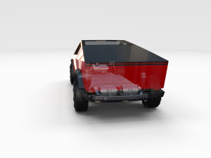 tesla cybertruck with chassis red Modello 3D