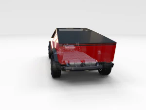 tesla cybertruck with chassis red 3D Model