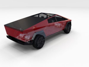 tesla cybertruck with chassis red Modello 3D
