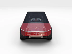 tesla cybertruck with chassis red 3D Model