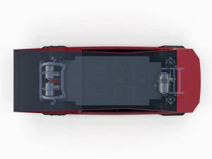 tesla cybertruck with chassis red 3D Model