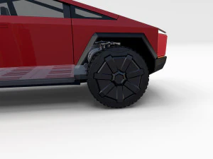 tesla cybertruck with chassis red 3D Model