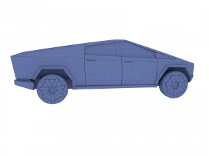 tesla cybertruck with chassis red 3D Model