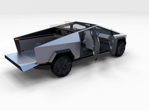 tesla cybertruck with interior 3D Model
