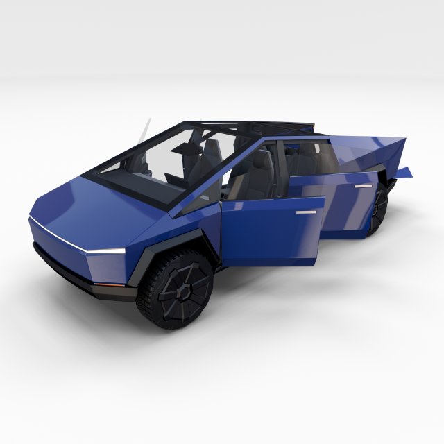 tesla cybertruck with interior blue Modelo 3D .c4d .max .obj .3ds .fbx .stl .blend 