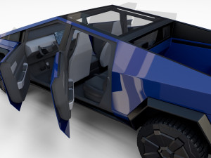 tesla cybertruck with interior blue Modelo 3D