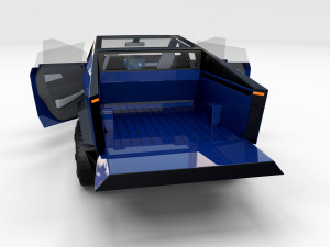 tesla cybertruck with interior blue Modelo 3D