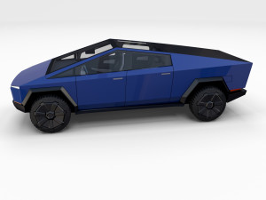tesla cybertruck with interior blue Modelo 3D