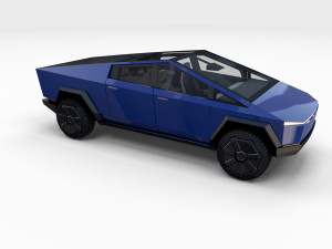 tesla cybertruck with interior blue Modelo 3D