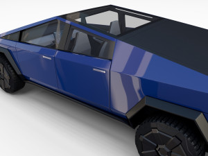 tesla cybertruck with interior blue Modelo 3D