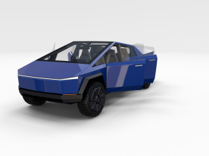 tesla cybertruck with interior blue Modelo 3D