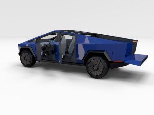 tesla cybertruck with interior blue Modelo 3D