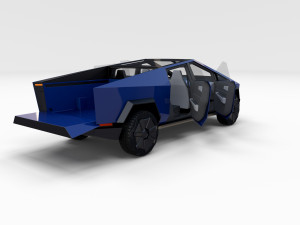 tesla cybertruck with interior blue Modelo 3D