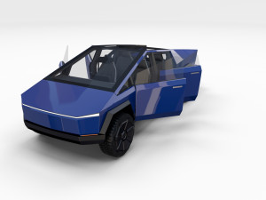 tesla cybertruck with interior blue Modelo 3D