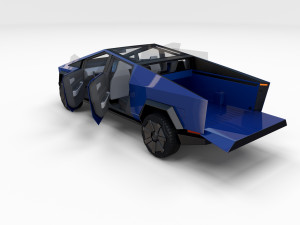 tesla cybertruck with interior blue Modelo 3D