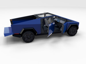 tesla cybertruck with interior blue Modelo 3D