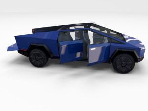 tesla cybertruck with interior blue Modelo 3D