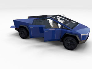 tesla cybertruck with interior blue Modelo 3D