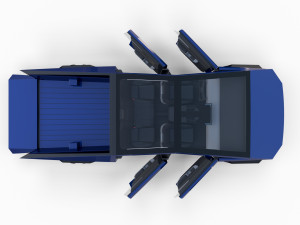 tesla cybertruck with interior blue Modelo 3D