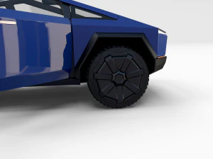 tesla cybertruck with interior blue 3D Model
