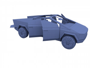 tesla cybertruck with interior blue Modelo 3D