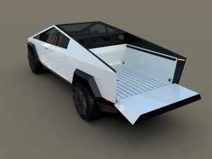 tesla cybertruck white 3D 모델