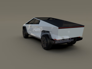 tesla cybertruck with chassis white Modello 3D