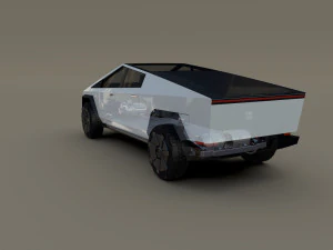 Tesla Cybertruck avec ch&acirc;ssis blanc Modèle 3D