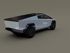 tesla cybertruck with chassis white Modello 3D