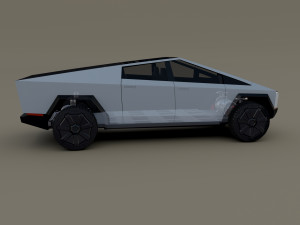 tesla cybertruck with chassis white Modello 3D