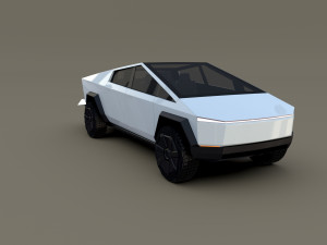 tesla cybertruck with chassis white Modello 3D