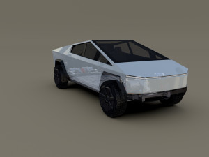 tesla cybertruck with chassis white Modello 3D