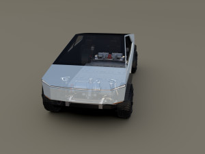 tesla cybertruck with chassis white Modello 3D