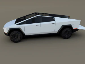 Tesla Cybertruck avec ch&acirc;ssis blanc Modèle 3D