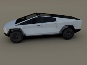 Tesla Cybertruck avec ch&acirc;ssis blanc Modèle 3D