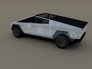 tesla cybertruck with chassis white Modello 3D