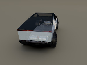 tesla cybertruck with chassis white Modello 3D