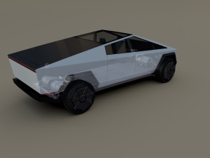 tesla cybertruck with chassis white Modello 3D