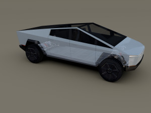 tesla cybertruck with chassis white Modello 3D