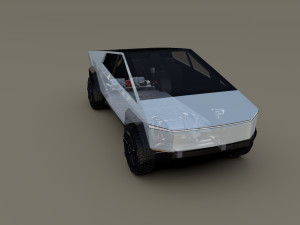 tesla cybertruck with chassis white Modello 3D