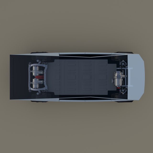 tesla cybertruck with chassis white Modello 3D .c4d .max .obj .3ds .fbx .stl .blend 