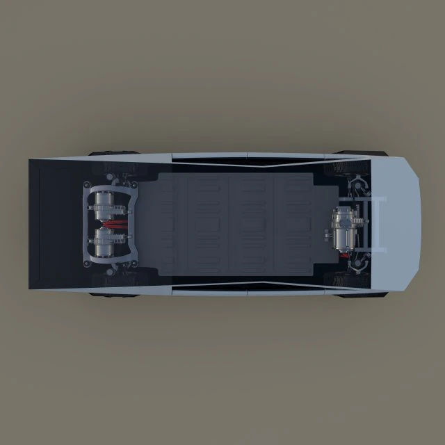 Tesla Cybertruck avec ch&acirc;ssis blanc Modèle 3D .c4d .max .obj .3ds .fbx .stl .blend 