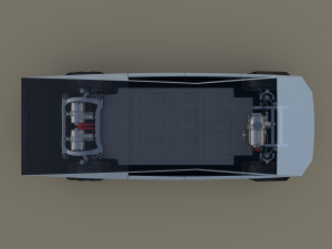tesla cybertruck with chassis white 3D 모델