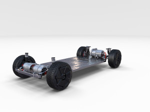 tesla cybertruck with chassis white Modello 3D