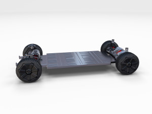 tesla cybertruck with chassis white Modello 3D
