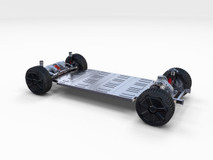 tesla cybertruck with chassis white Modello 3D