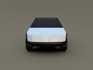tesla cybertruck with chassis white Modello 3D