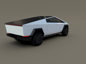 tesla cybertruck with chassis white Modello 3D
