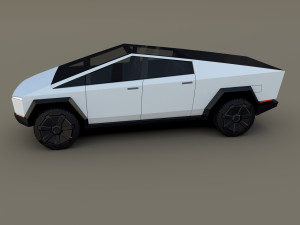 tesla cybertruck with chassis white Modello 3D
