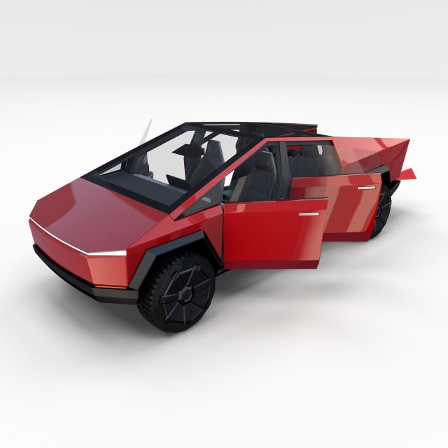tesla cybertruck with interior red 3D Модель .c4d .max .obj .3ds .fbx .stl .blend 